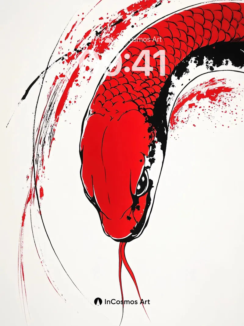 Crimson Serpent Wallpaper with Ink Storm wallpaper for iPhone, iPad & Mac