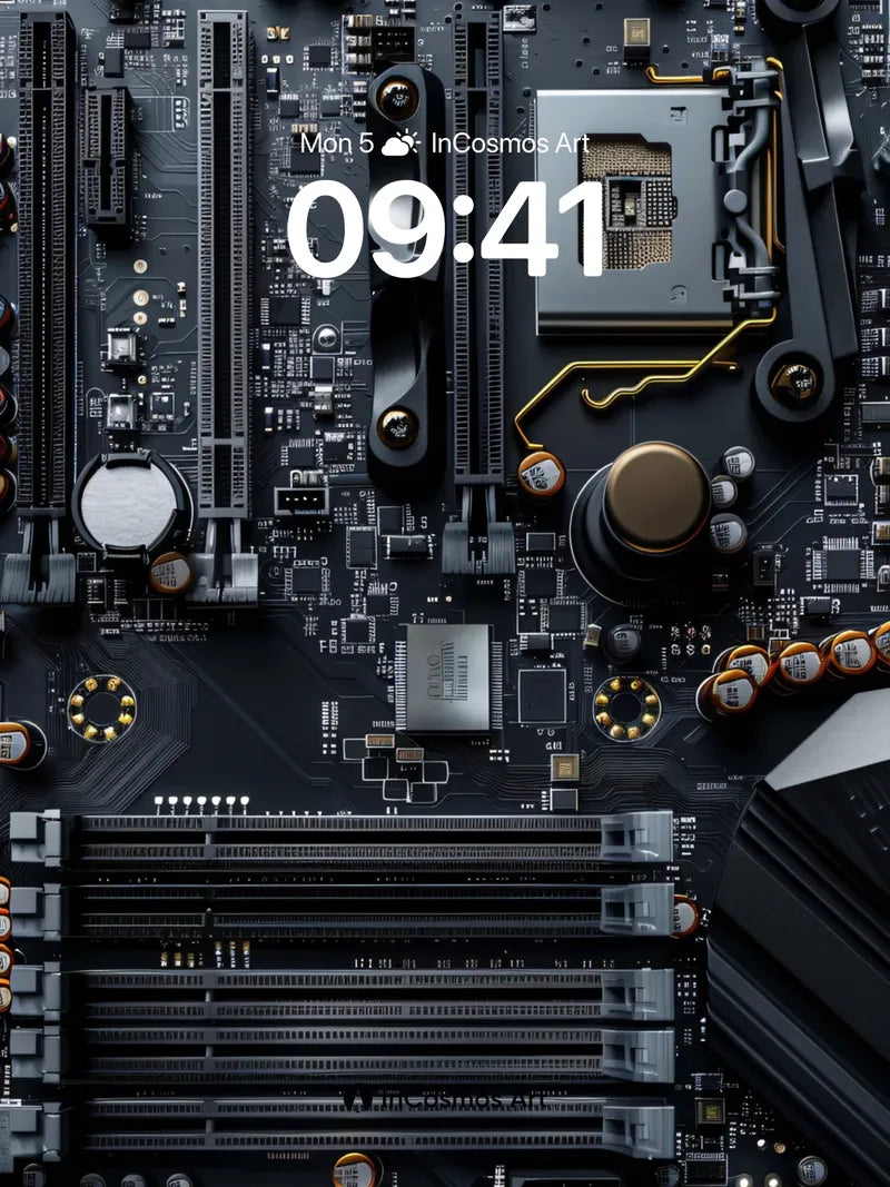 Circuit Pulse Wallpaper with Golden Veins