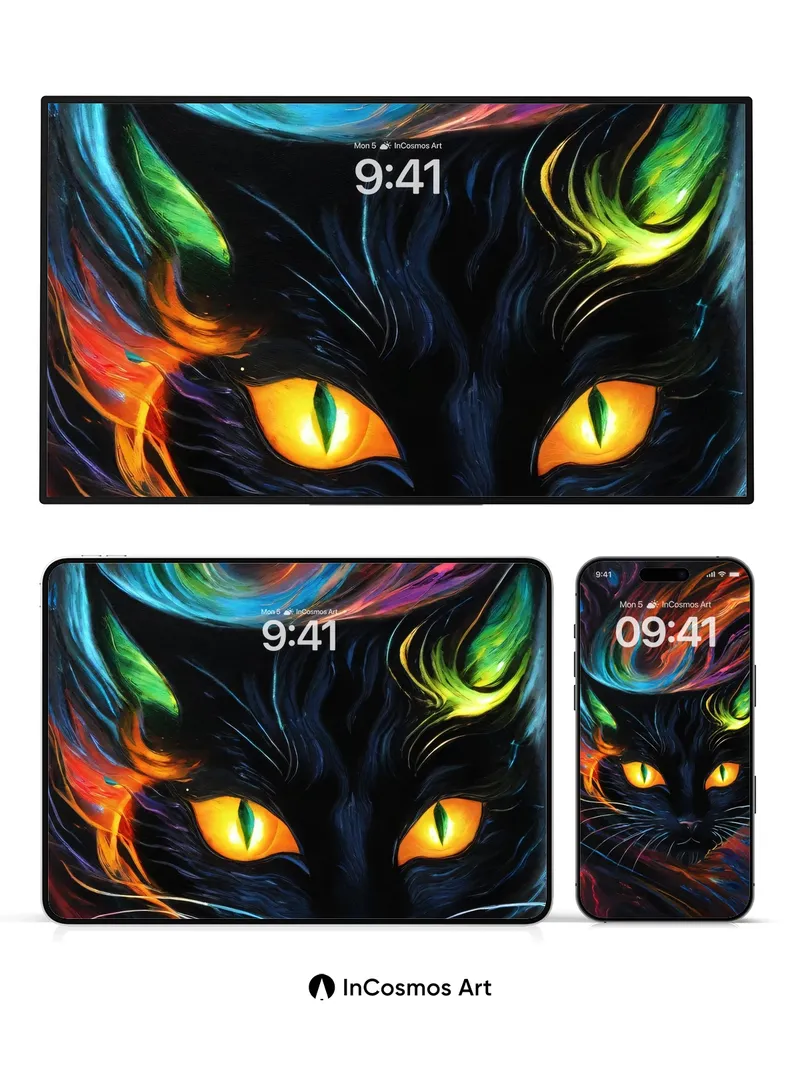 Cosmic Ember Wallpaper with Luminous Gaze