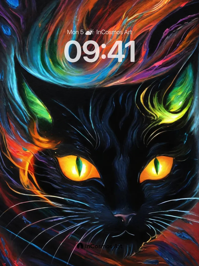 Cosmic Ember Wallpaper with Luminous Gaze