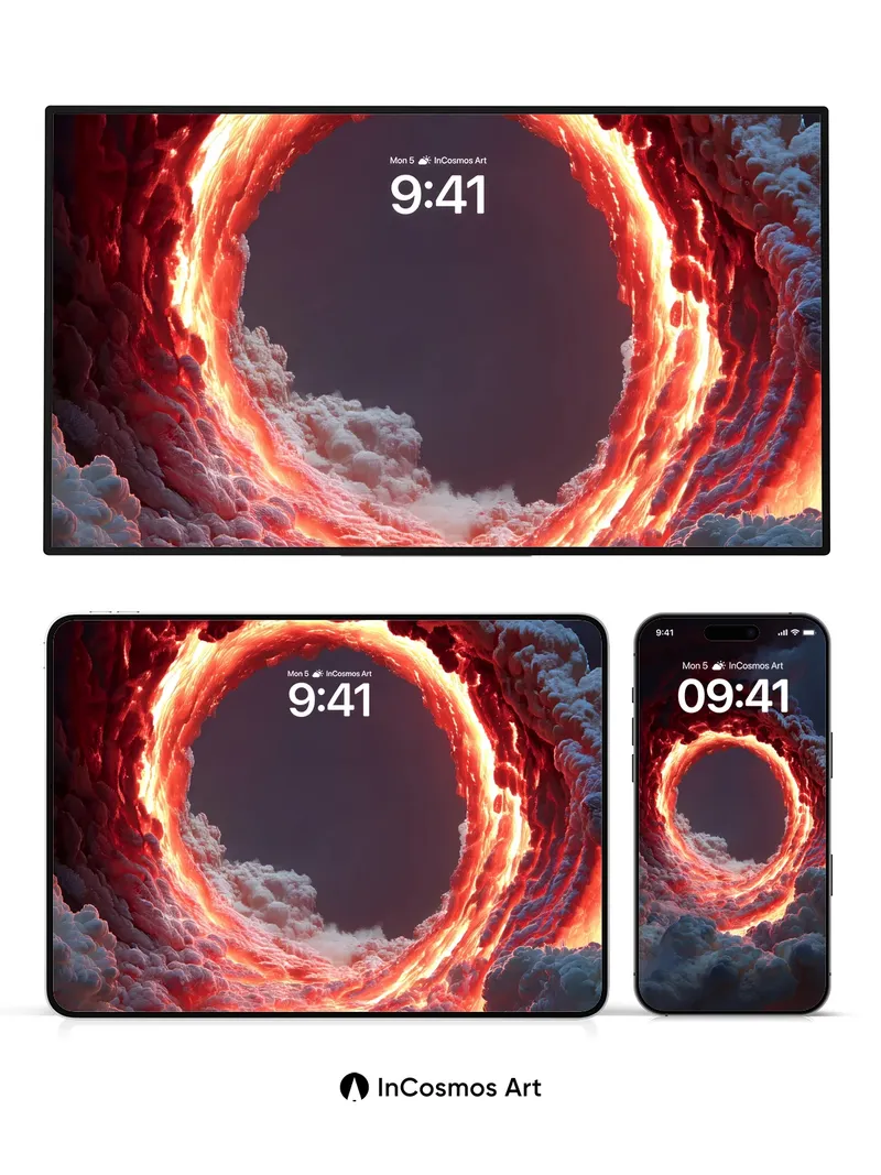 Fiery Halo Wallpaper with Cloud Vortex