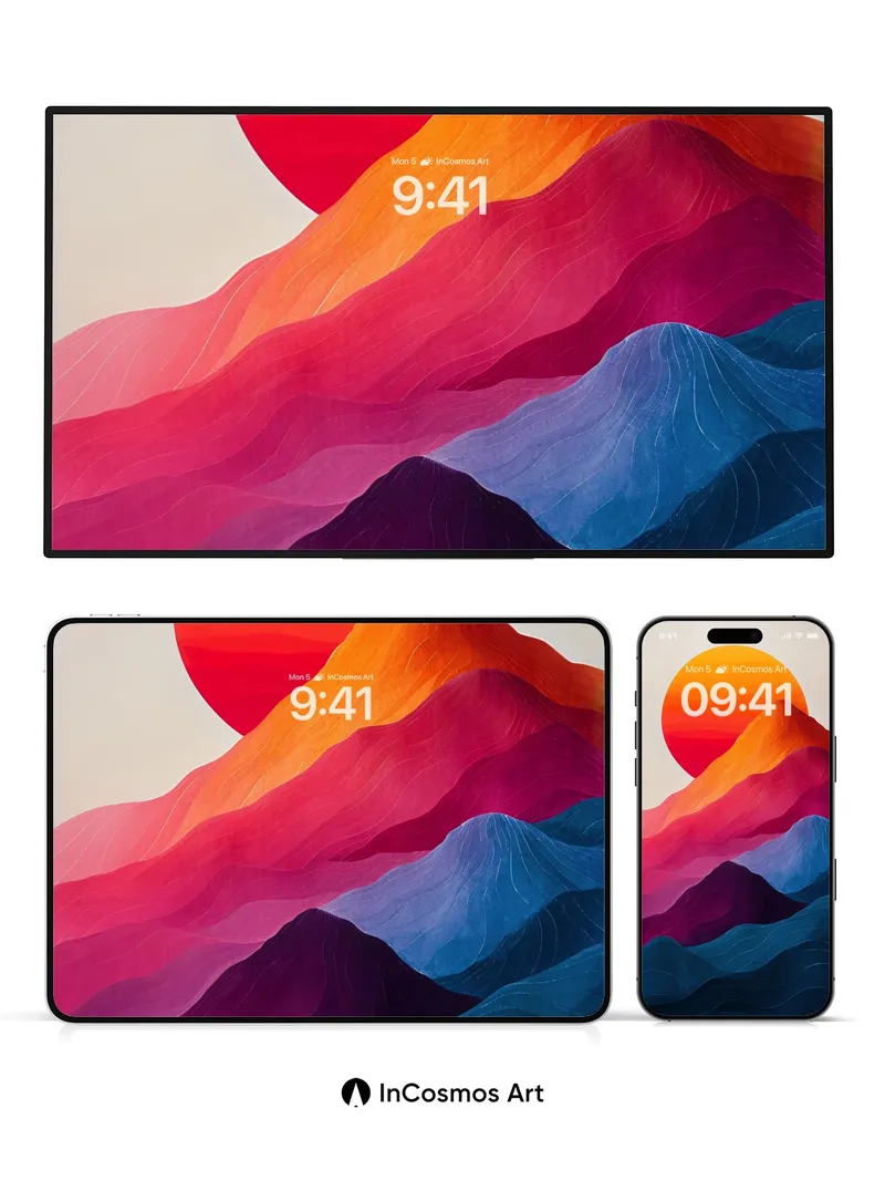 Surreal Horizon Wallpaper with Gradient Peaks