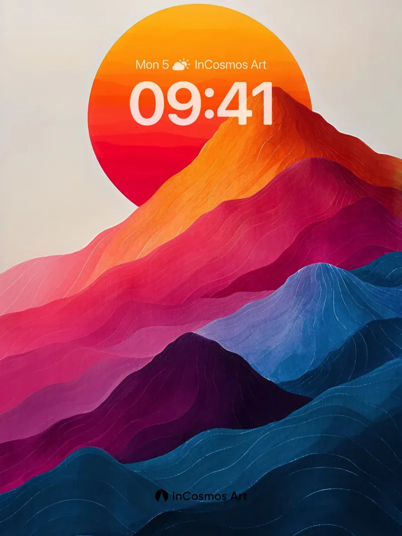 Surreal Horizon Wallpaper with Gradient Peaks