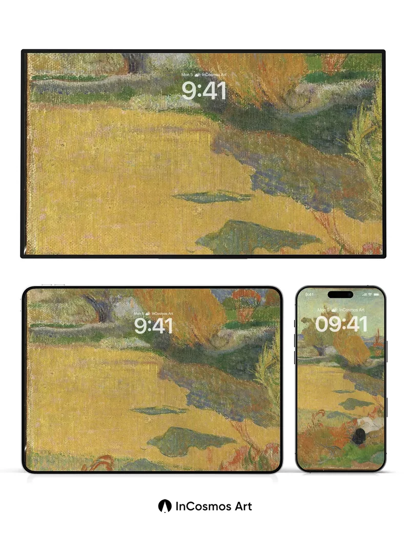 Golden Hour Landscape Wallpaper with Impressionist Brushwork