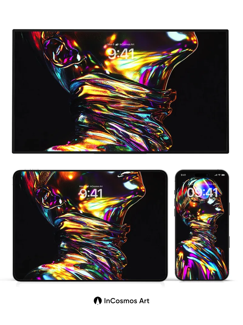 Chromatic Reflection Wallpaper with Liquid Light