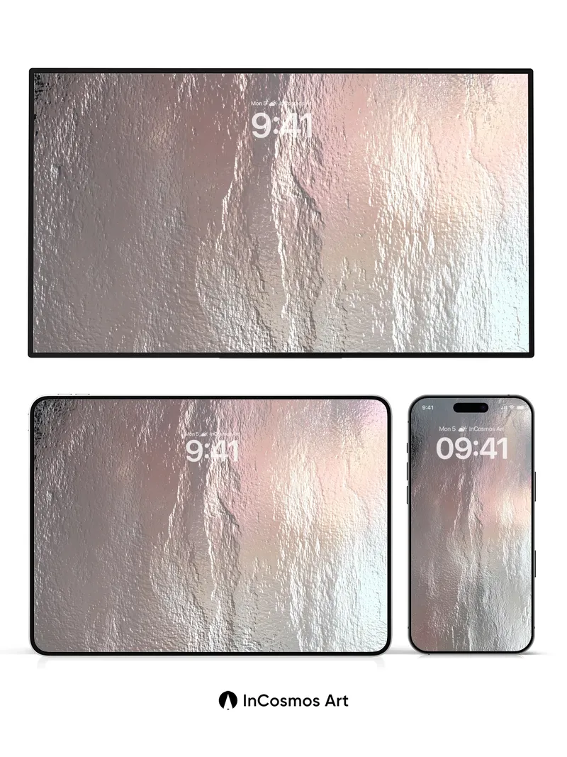 Liquid Chrome Wallpaper with Iridescent Veins