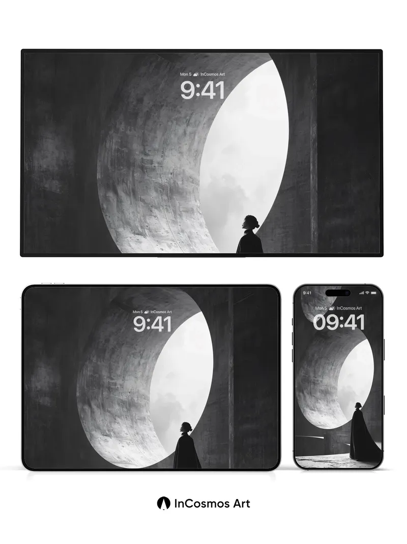 Silent Moonlight Wallpaper with Floating Rings