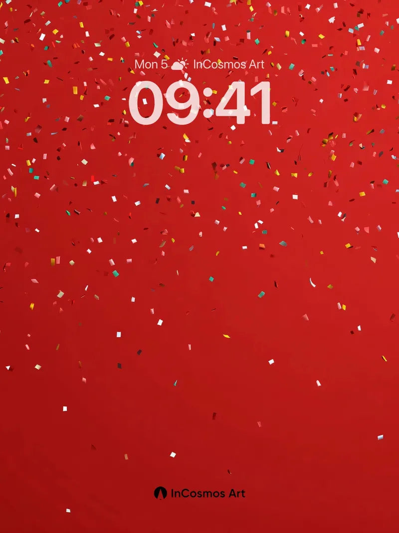 Festive Burst Wallpaper with Floating Confetti