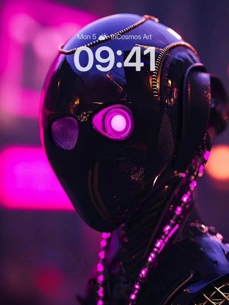Neon Pulse Wallpaper with Reflective Armor