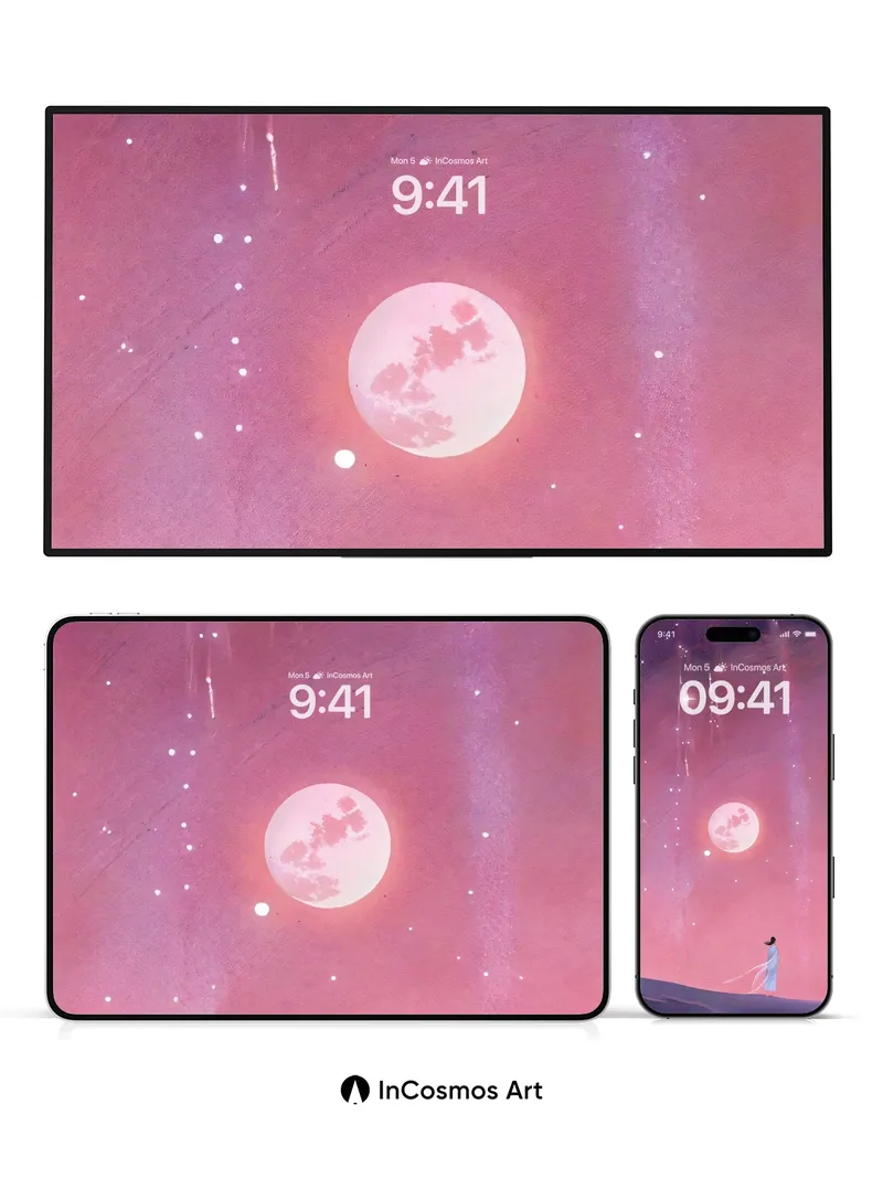 Lunar Whisper Wallpaper with Celestial Drift