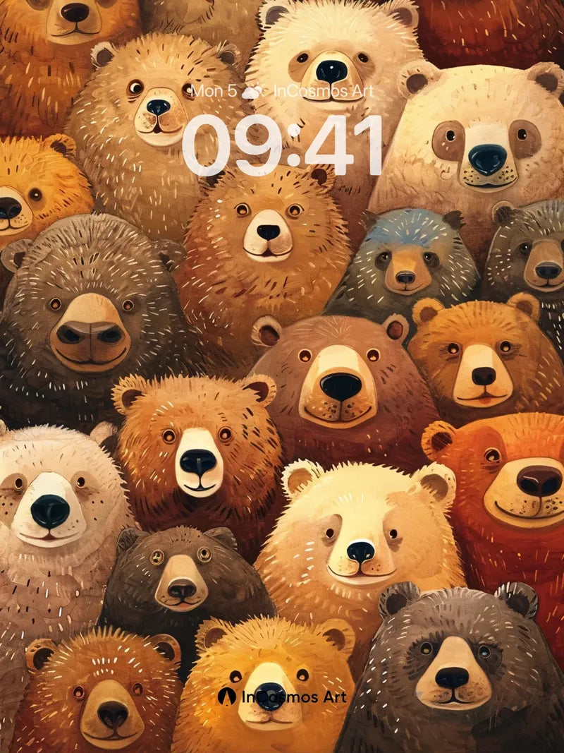 Honeyed Huddle Wallpaper with Bear Constellations wallpaper for iPhone, iPad & Mac