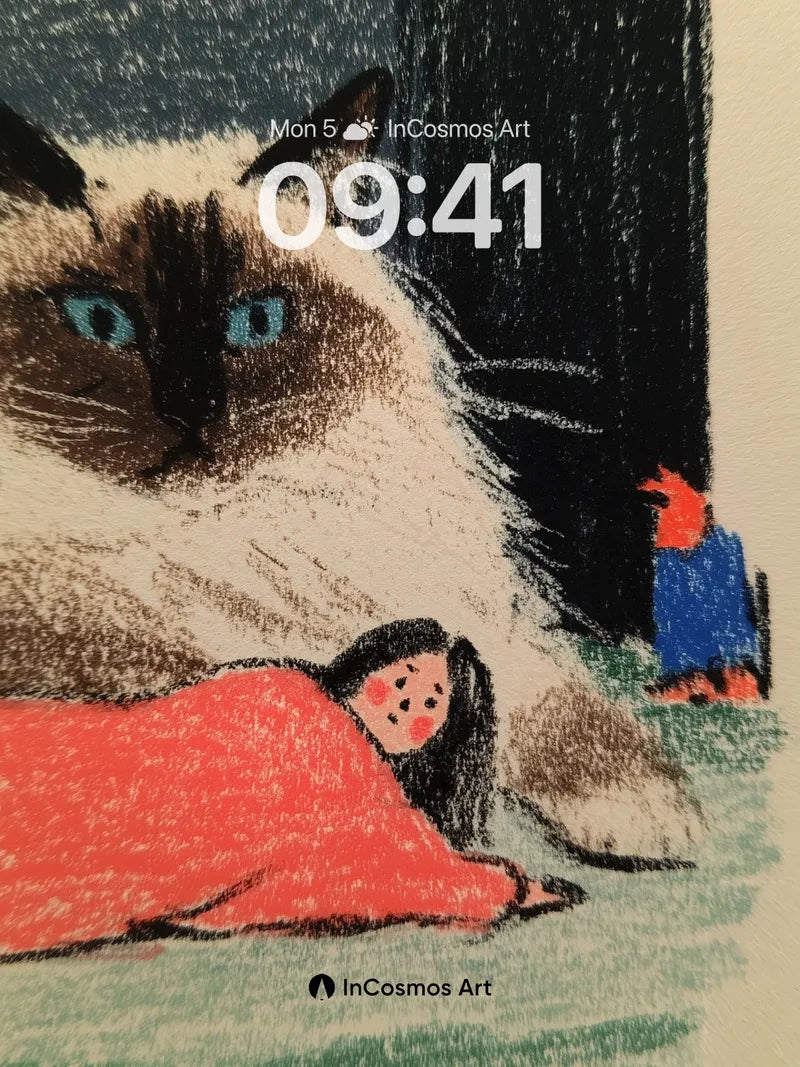 Whispering Siamese Wallpaper with Sleeping Girl