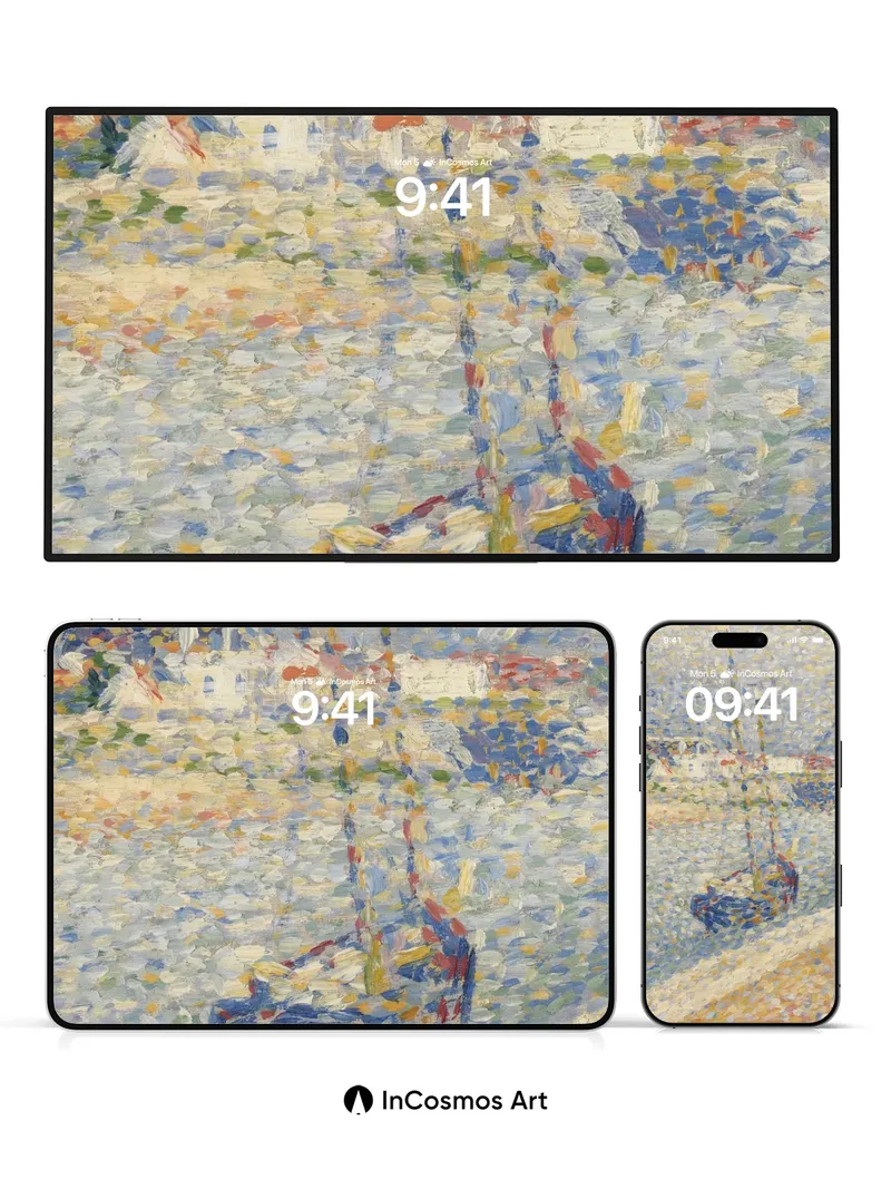 Dappled Light Wallpaper with Floating Sailboat