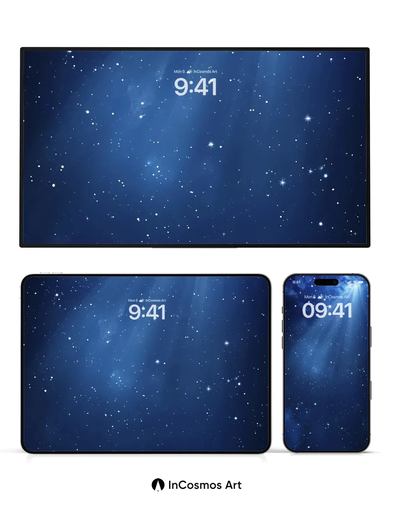 Celestial Beam Wallpaper with Starlit Veil