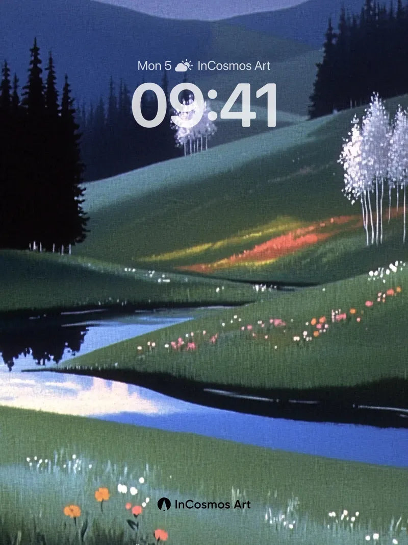 Moonlit Meadow Wallpaper with Whispering Trees