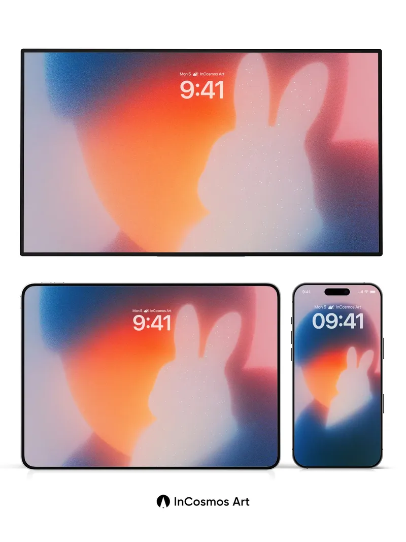 Haloed Bunny Silhouette Wallpaper with Ethereal Glow