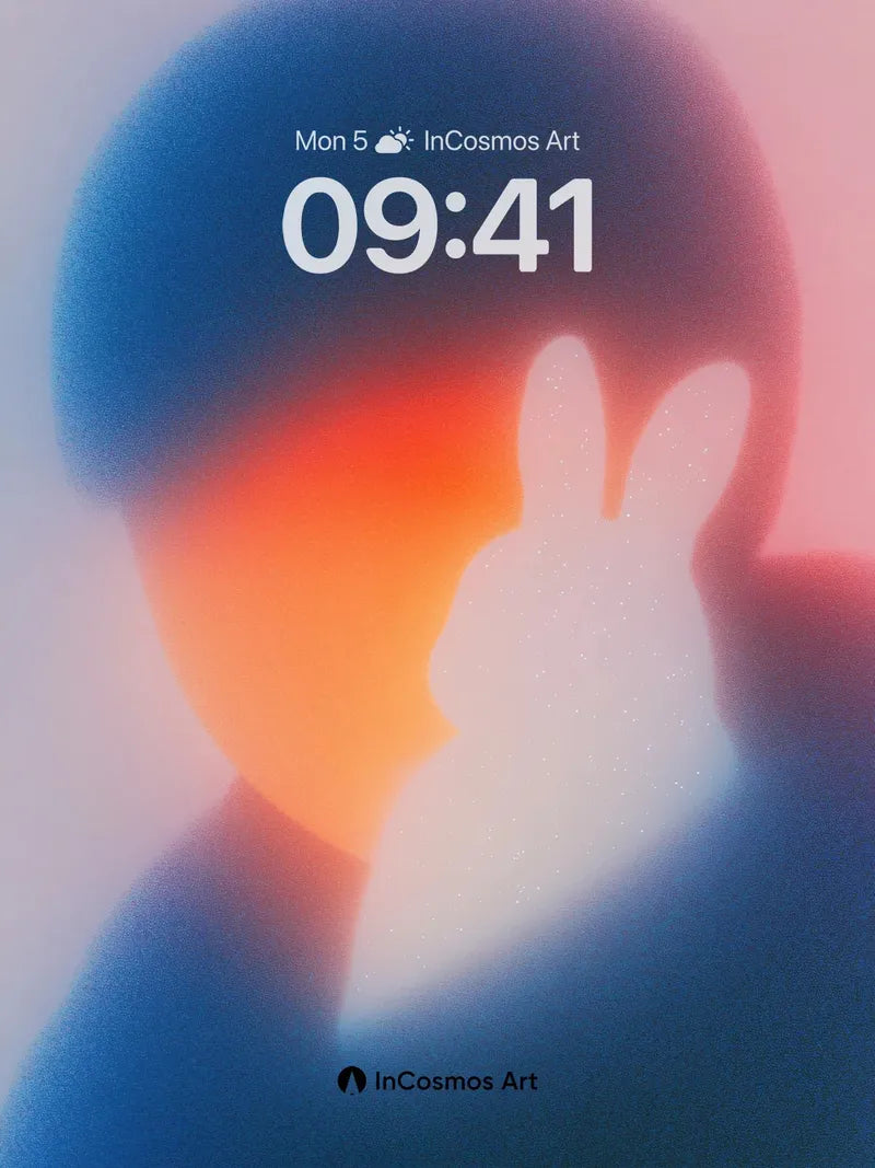 Haloed Bunny Silhouette Wallpaper with Ethereal Glow