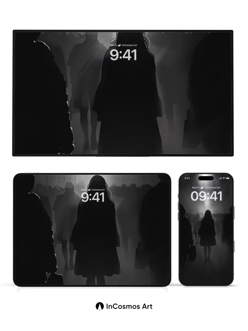 Silhouetted Journey Wallpaper with Ethereal Light