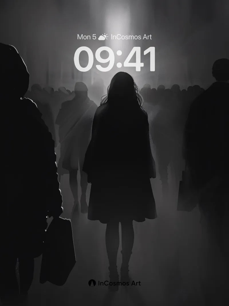 Silhouetted Journey Wallpaper with Ethereal Light