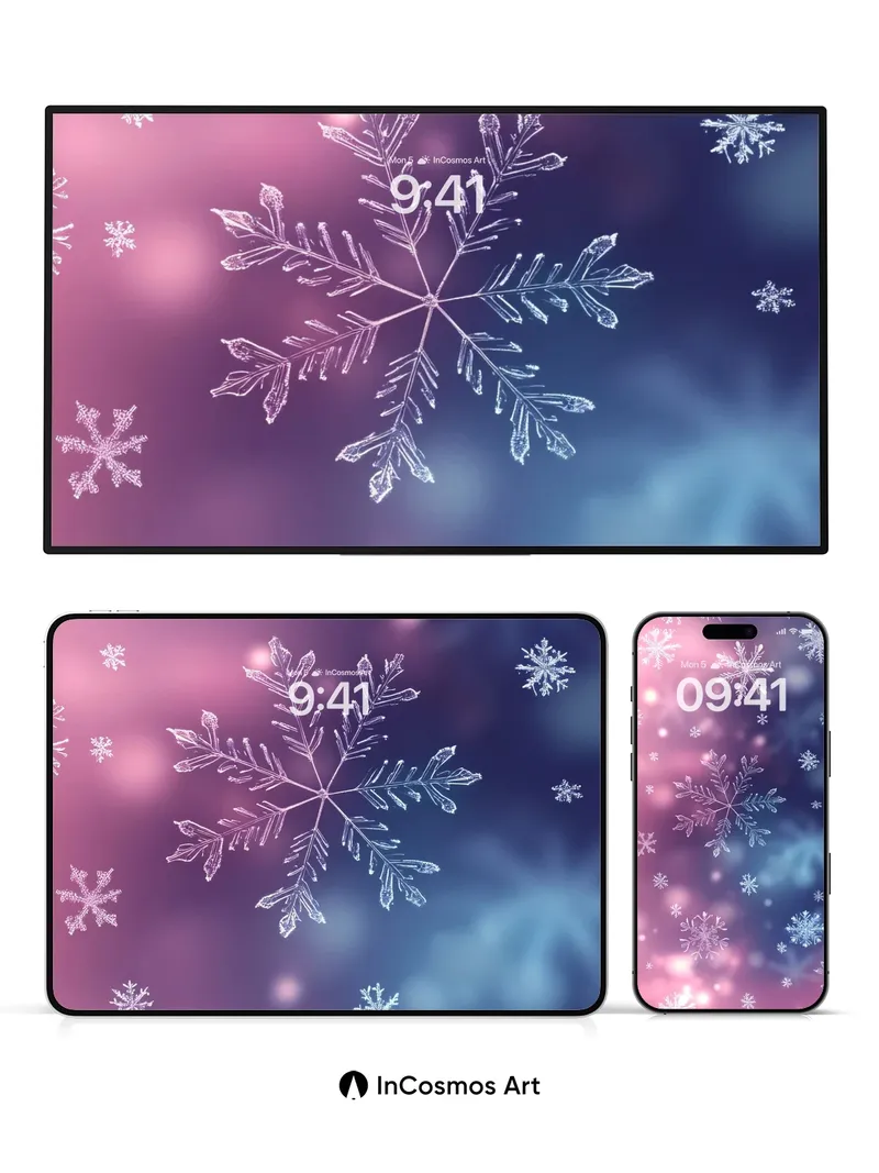 Frost Whisper Wallpaper with Ethereal Snowflakes