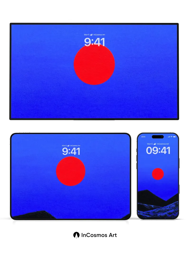 Crimson Horizon Wallpaper with Midnight Peaks