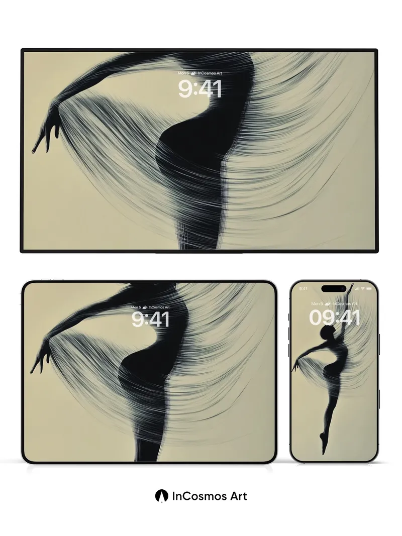 Silhouetted Motion Wallpaper with Whirlwind Hair