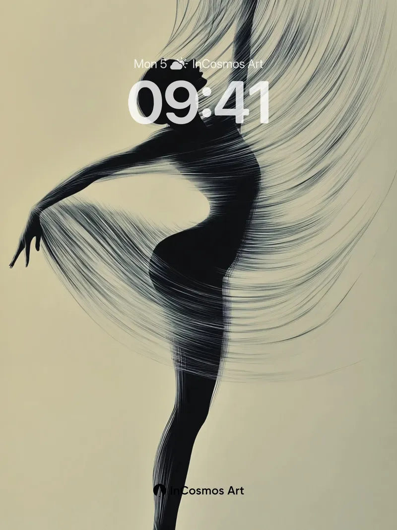 Silhouetted Motion Wallpaper with Whirlwind Hair