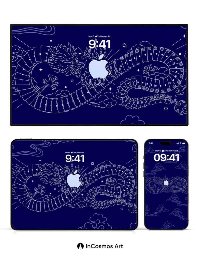 Celestial Dragon Wallpaper with Apple Emblem