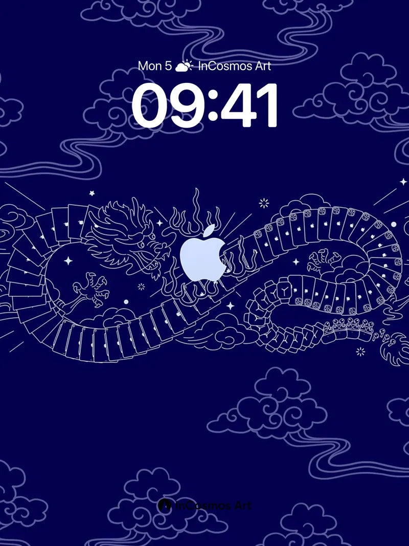 Celestial Dragon Wallpaper with Apple Emblem wallpaper for iPhone, iPad & Mac