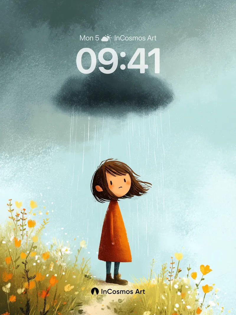 Solitary Rain Cloud Wallpaper with Golden Meadow wallpaper for iPhone, iPad & Mac