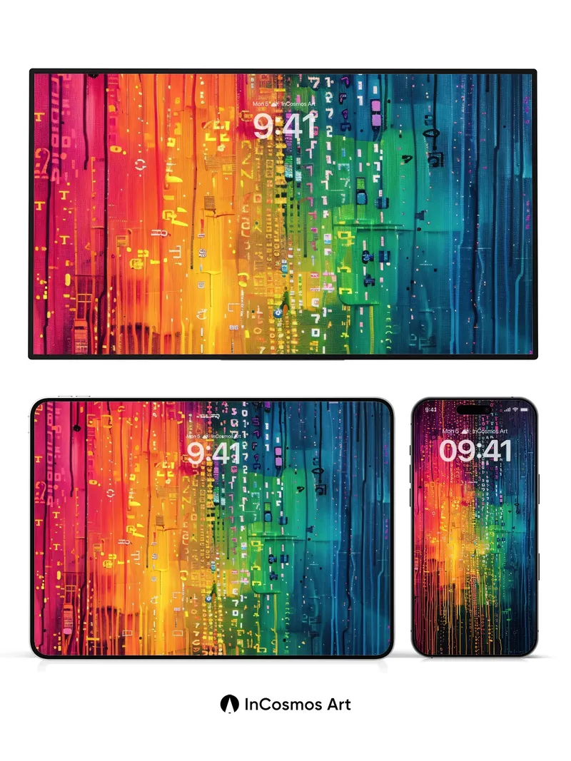 Neon Pulse Wallpaper with Digital Rain