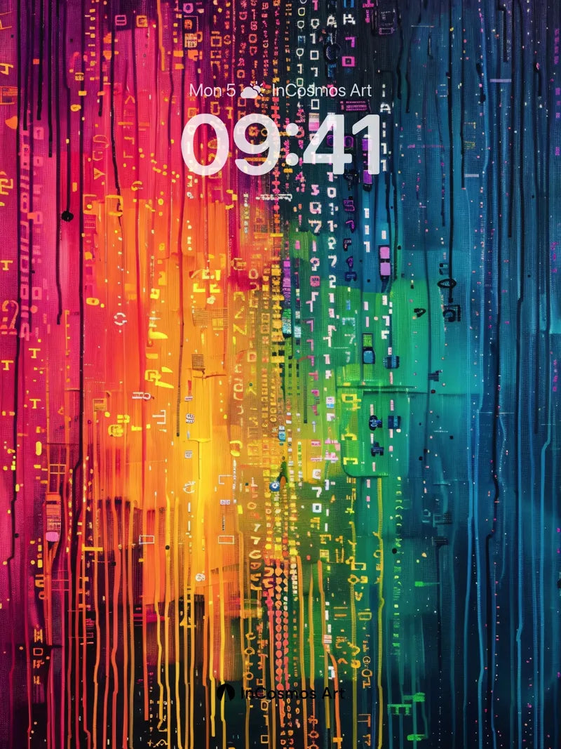 Neon Pulse Wallpaper with Digital Rain