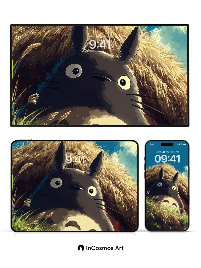 Whispering Haystack Wallpaper with Totoro's Gaze