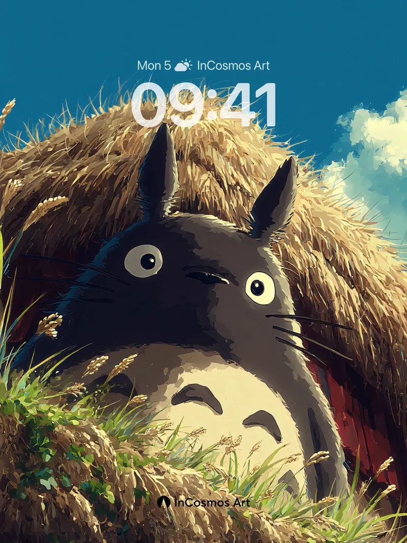 Whispering Haystack Wallpaper with Totoro's Gaze