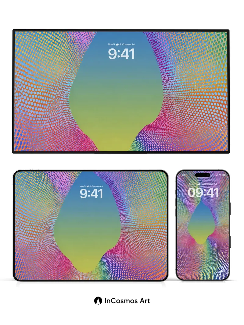 Rainbow Lattice Wallpaper with Floating Void