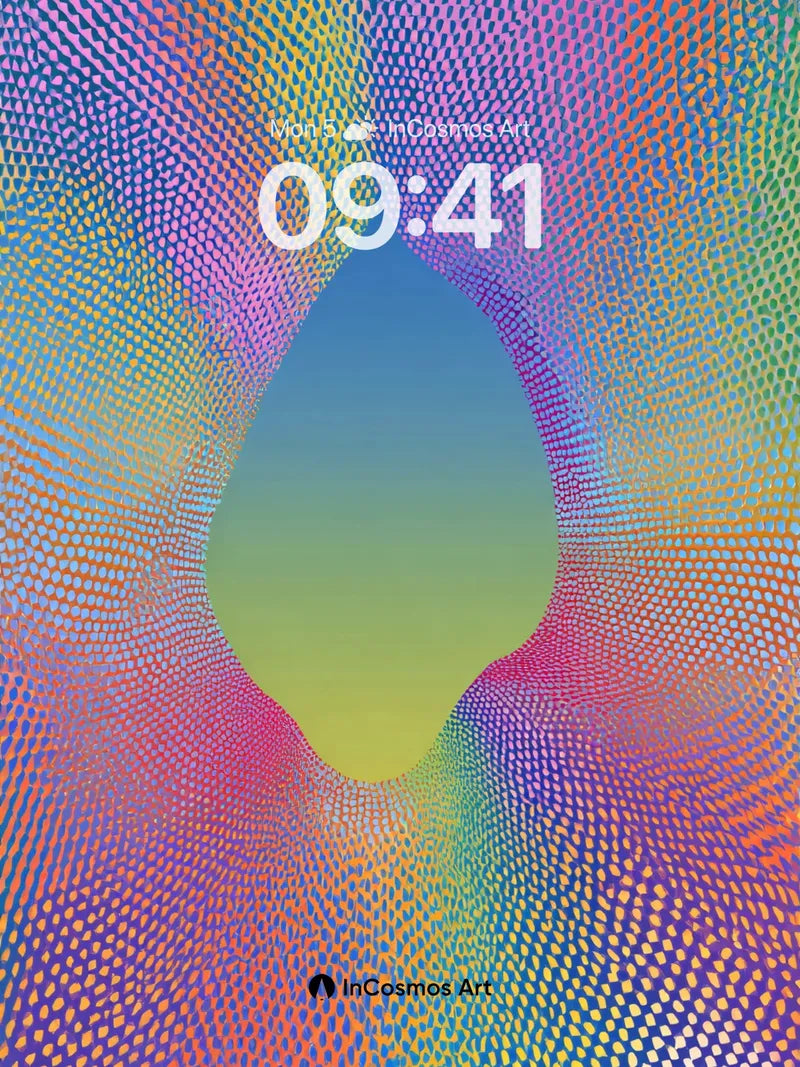 Rainbow Lattice Wallpaper with Floating Void