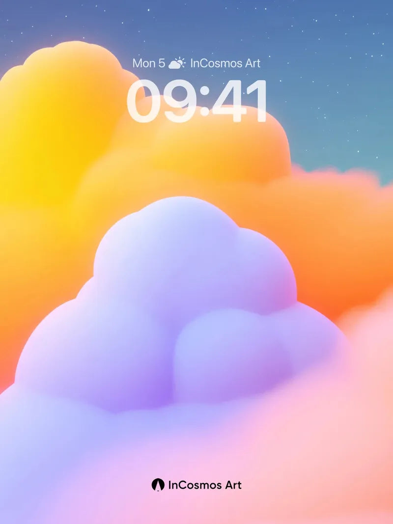 Luminous Cloudscape Wallpaper with Starlit Horizon