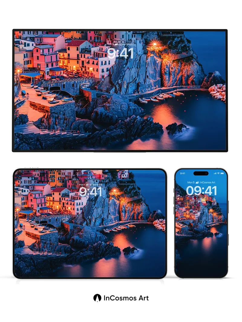 Crimson Cliffside Wallpaper with Seaside Glow