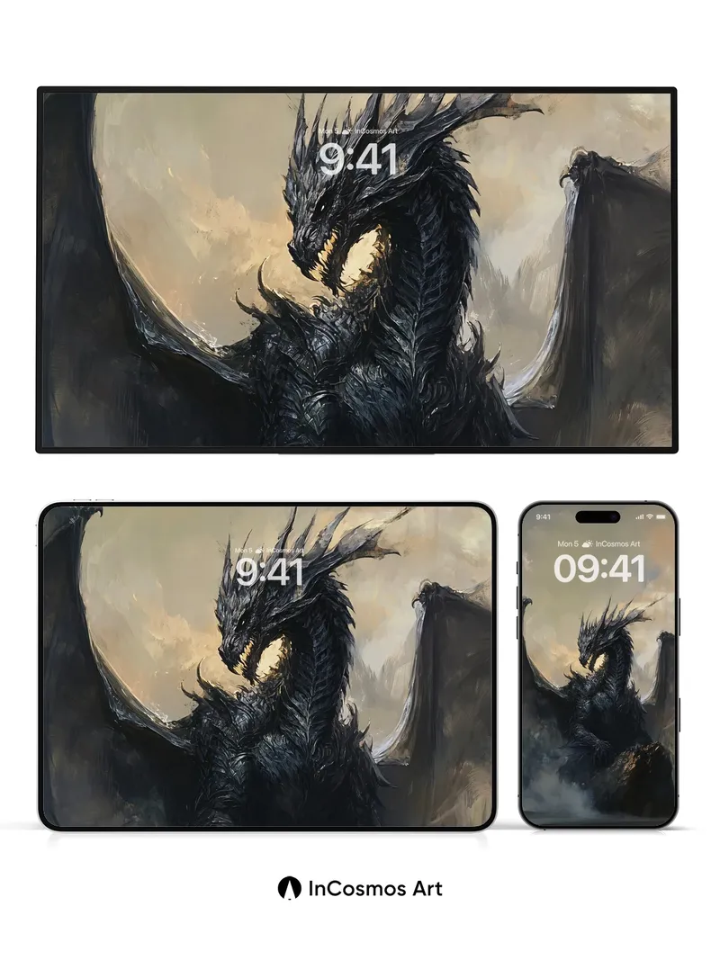 Shadowed Majesty Wallpaper with Storm-Whispered Scales