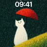 Whispering Rain Wallpaper with Red Umbrella Cat wallpaper for iPhone, iPad & Mac