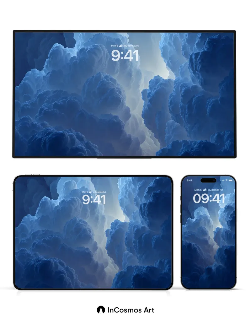 Serene Blue Cloudscape Wallpaper with Ethereal Light