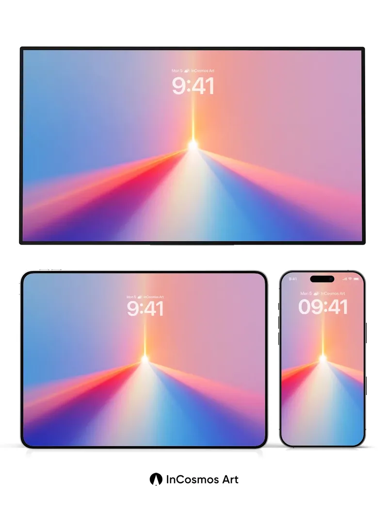 Radiant Horizon Wallpaper with Prism Light Trails