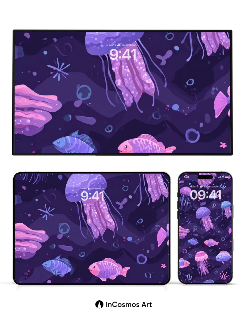 Luminous Abyss Wallpaper with Floating Dreams