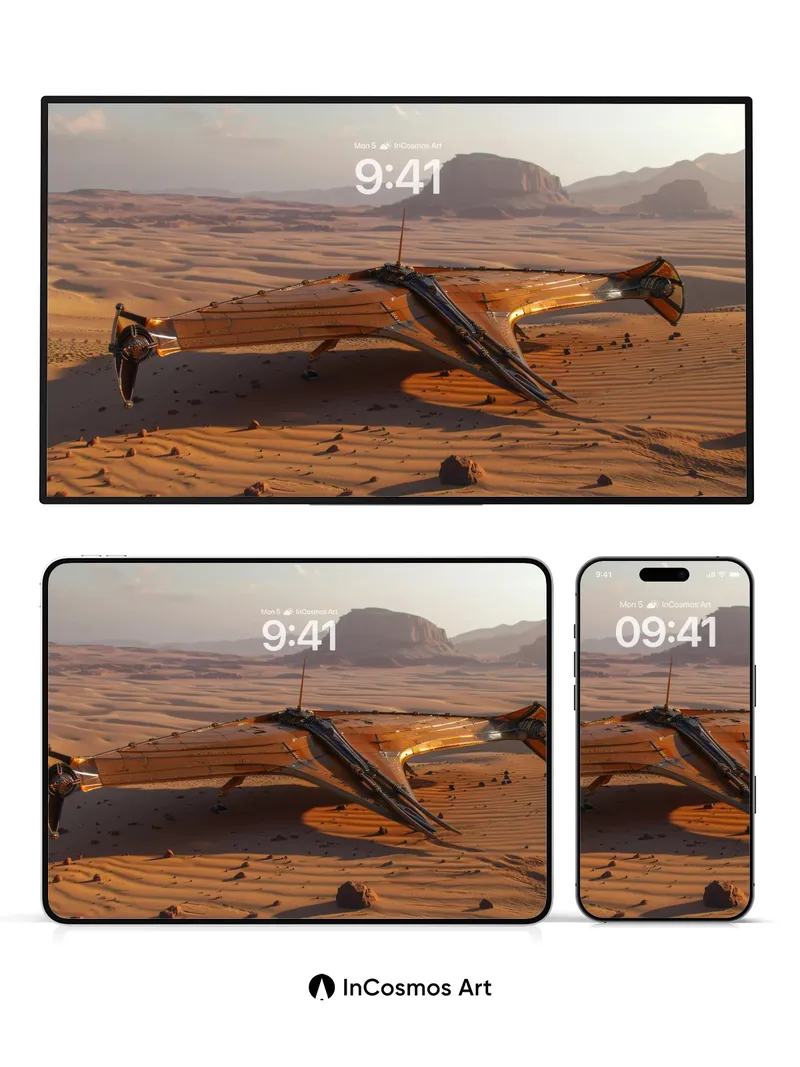 Deserted Starship Wallpaper with Golden Ruins