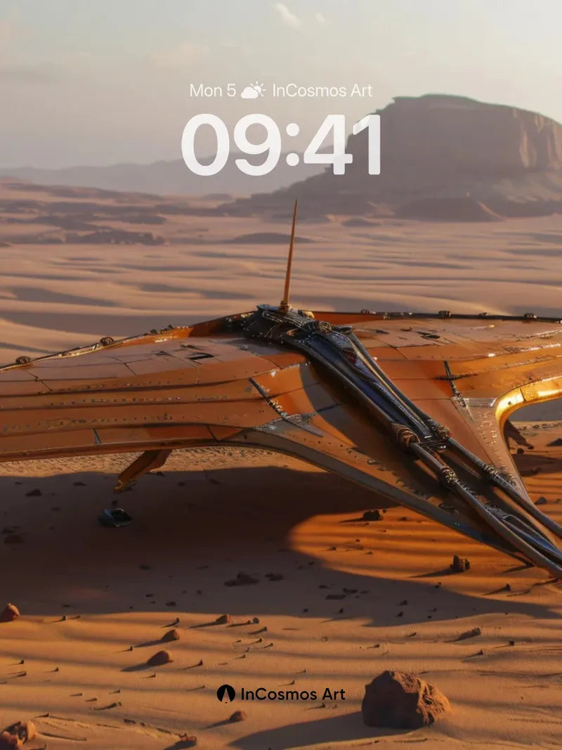 Deserted Starship Wallpaper with Golden Ruins