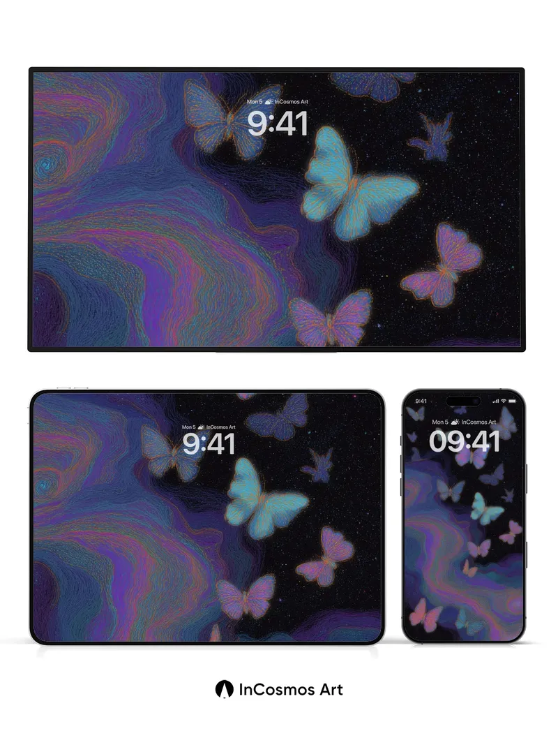 Cosmic Flutter Wallpaper with Nebula Wings