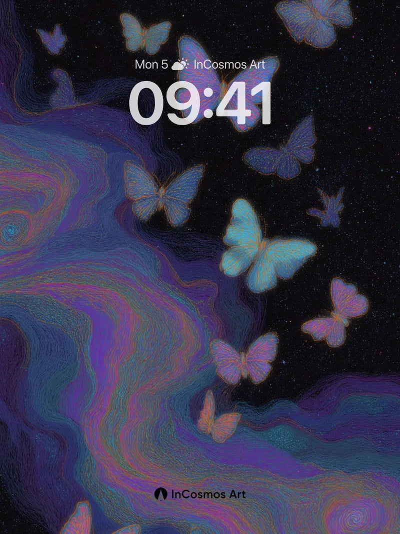 Cosmic Flutter Wallpaper with Nebula Wings