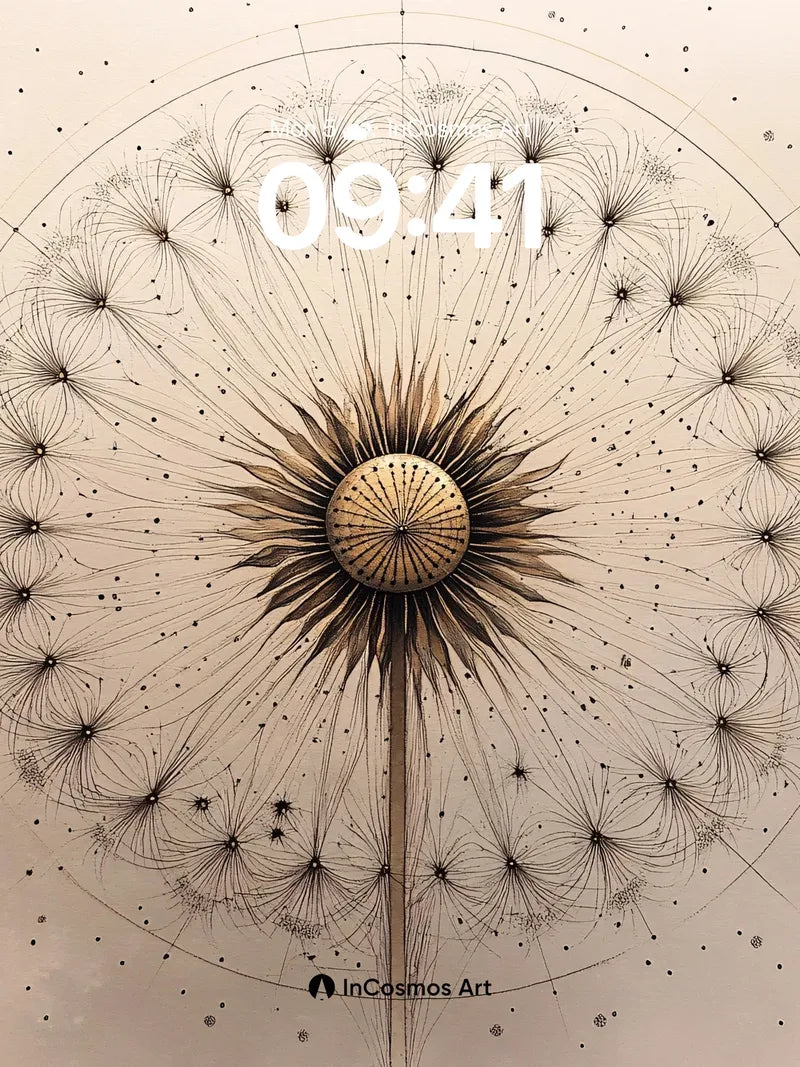 Golden Web Wallpaper with Celestial Seeds wallpaper for iPhone, iPad & Mac
