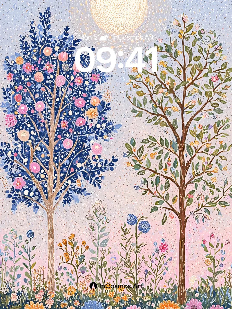 Luminous Garden Wallpaper with Celestial Bloom wallpaper for iPhone, iPad & Mac