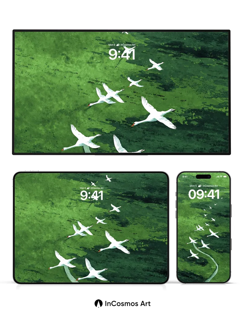 Serenity Flight Wallpaper with Emerald Veins